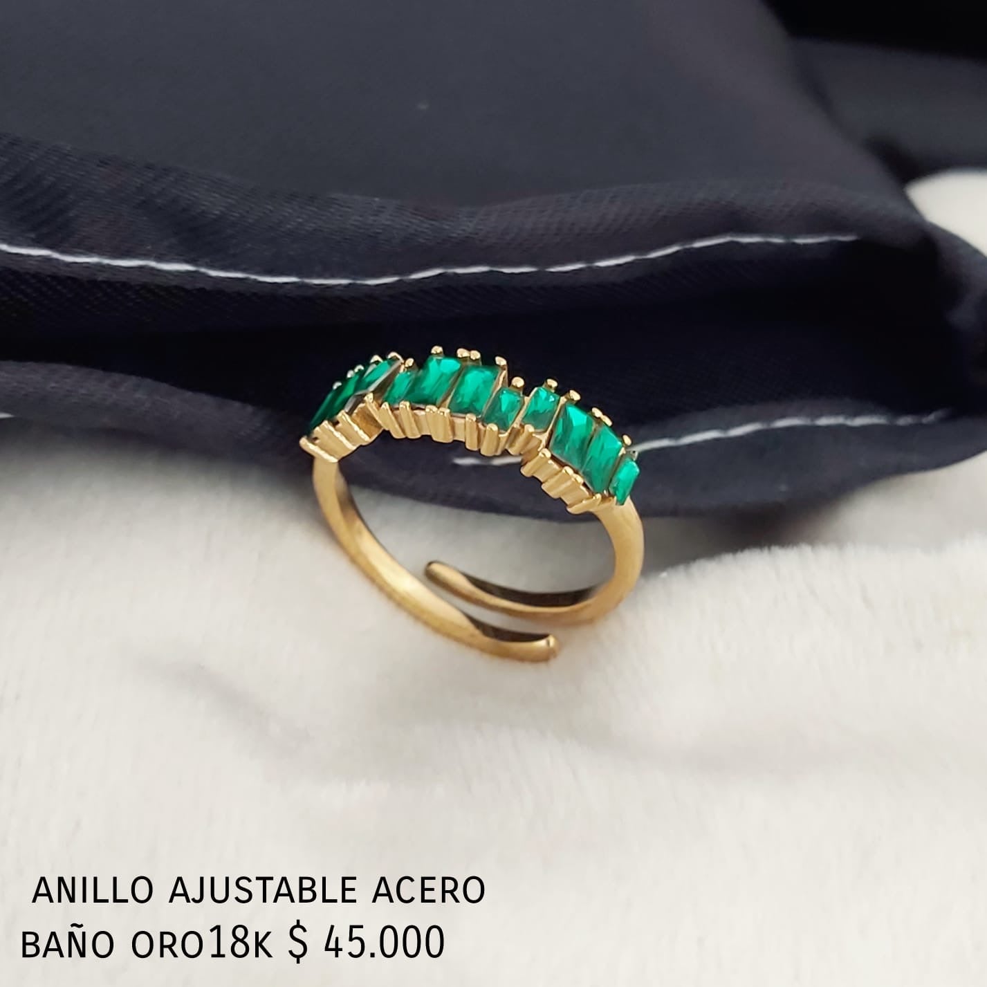 Anillo ajustable acero inox baño oro18k
