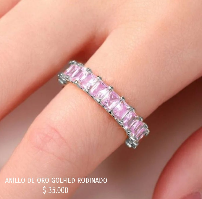 Anillo golfield rodinado con circónes