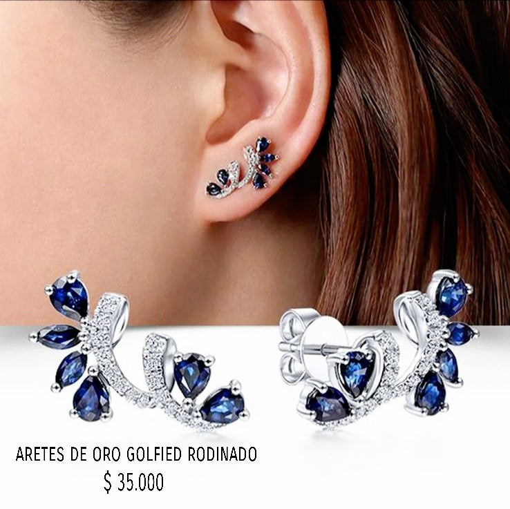 Aretes de oro golfield rodinado
