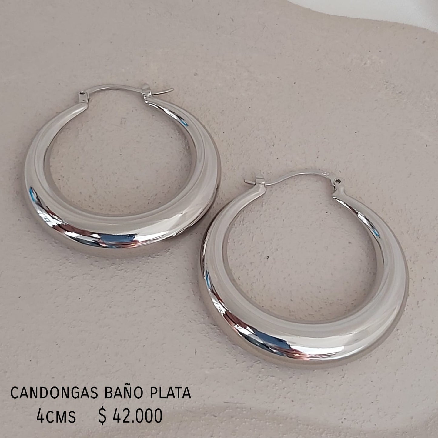 Candongas baño plata 4cms
