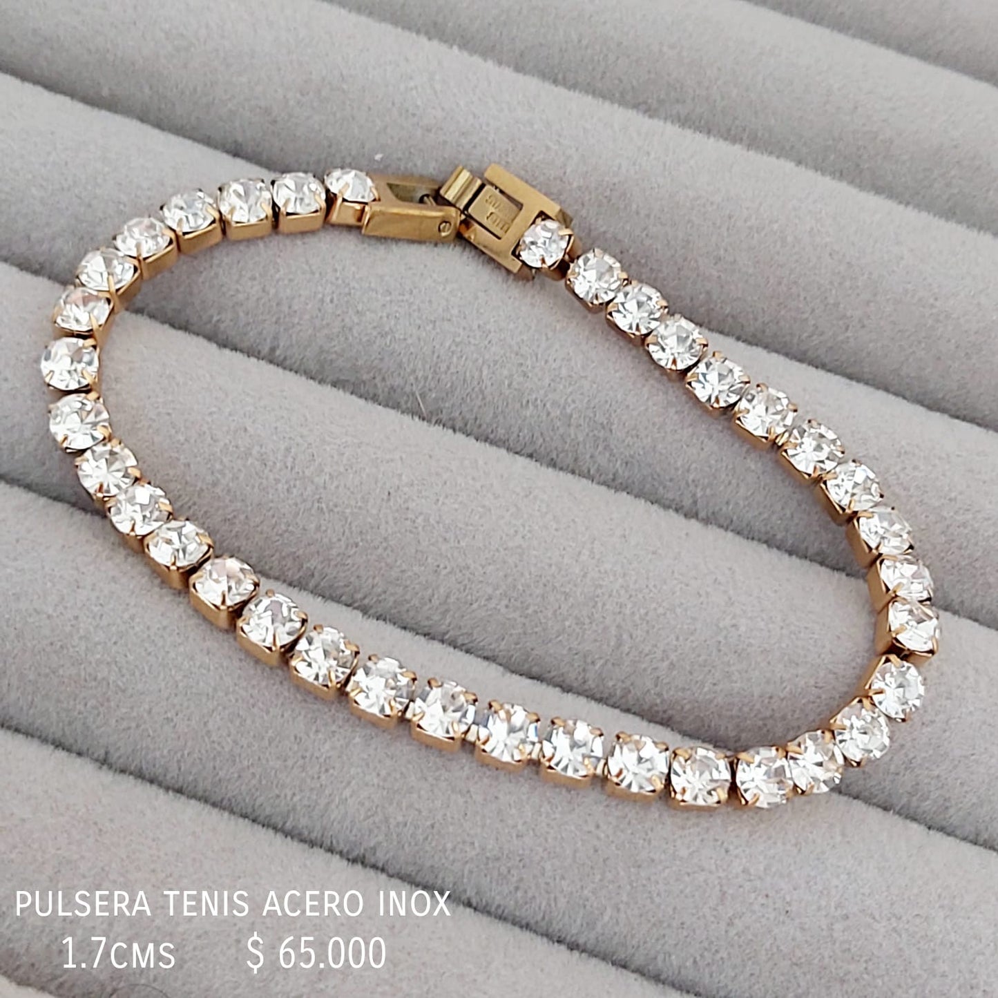Pulsera tenis acero inox dorada