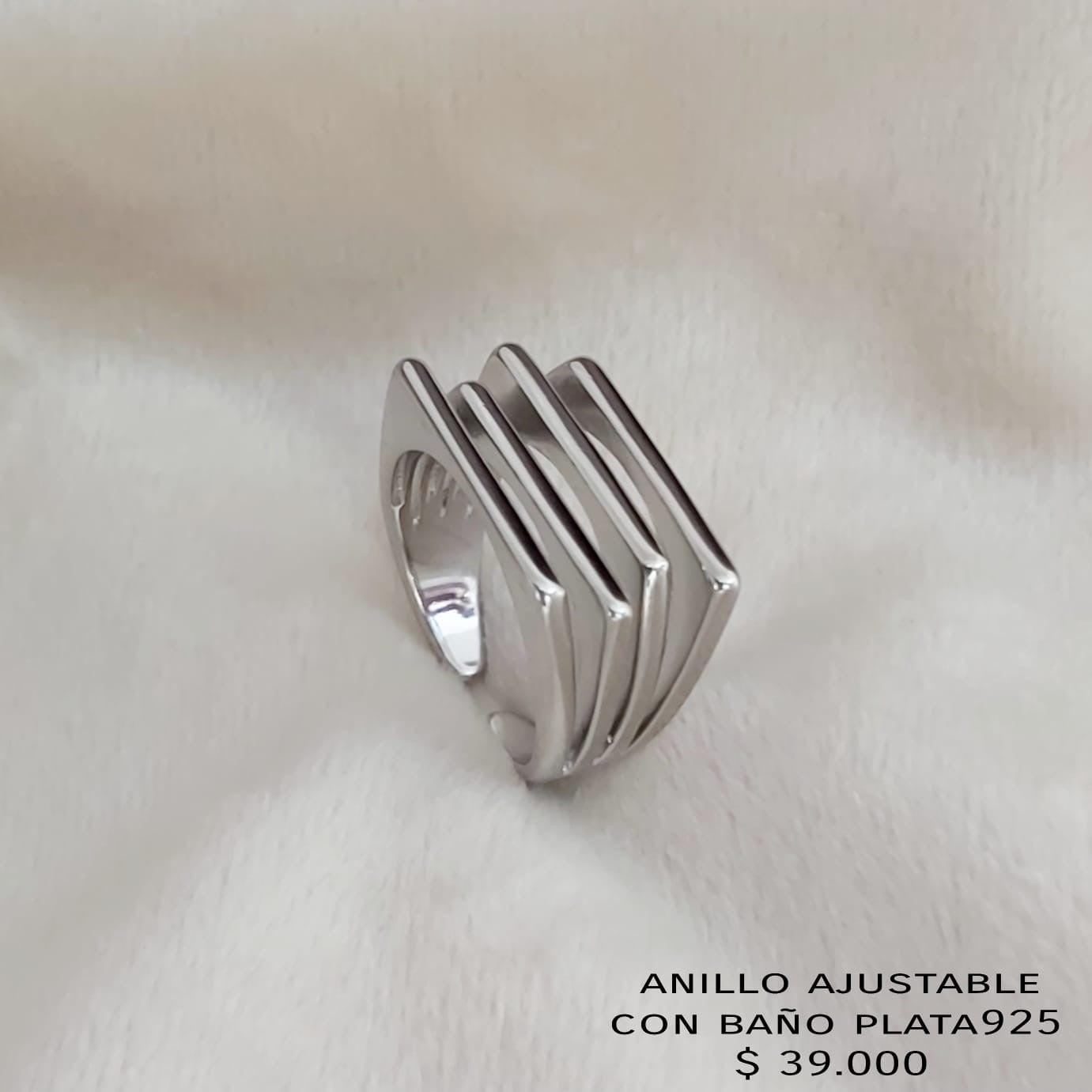 Anillo ajustable con baño plata925