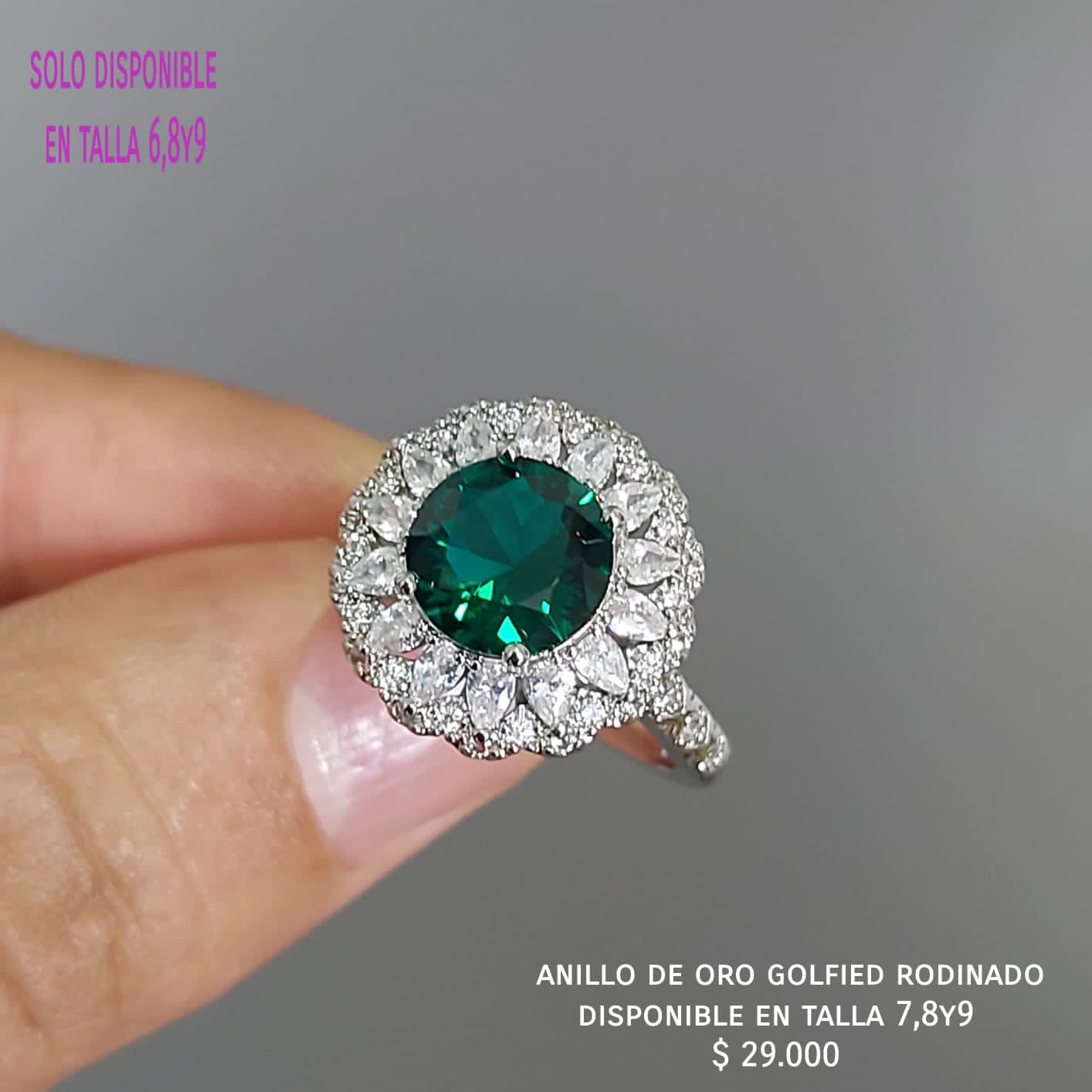 Anillo de oro golfield rodinado