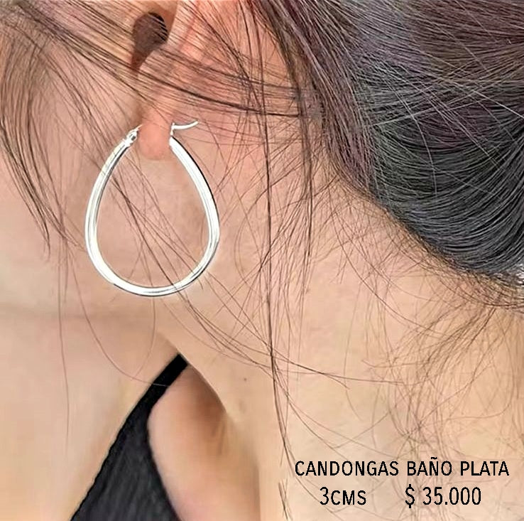 Candongas baño plata