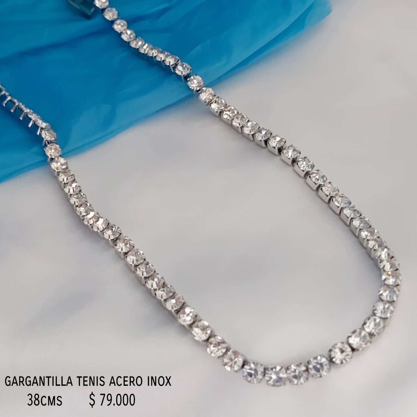 Gargantilla tenis acero inox plateada
