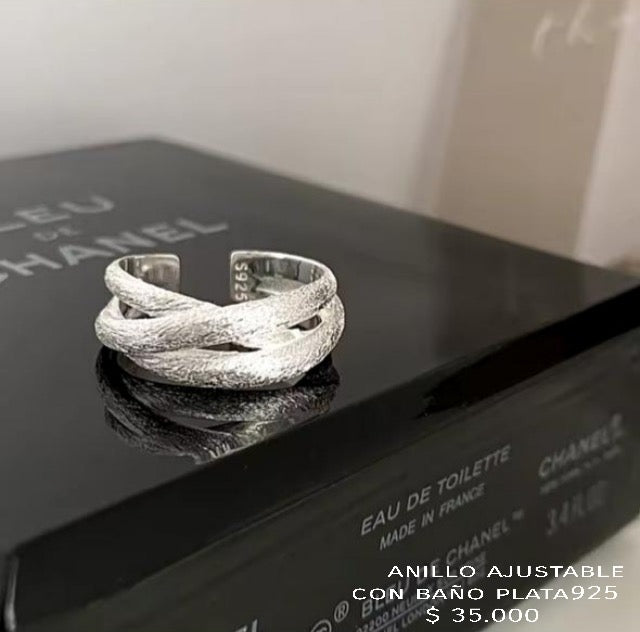 Anillo ajustable con baño plata925