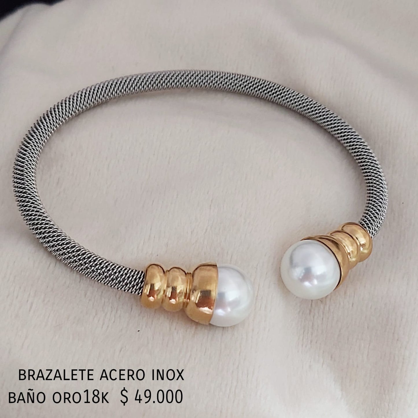 Brazalete acero inox baño oro18k