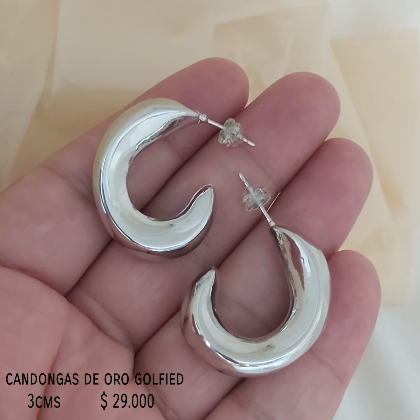 Candongas de oro golfield rodinado 3cms