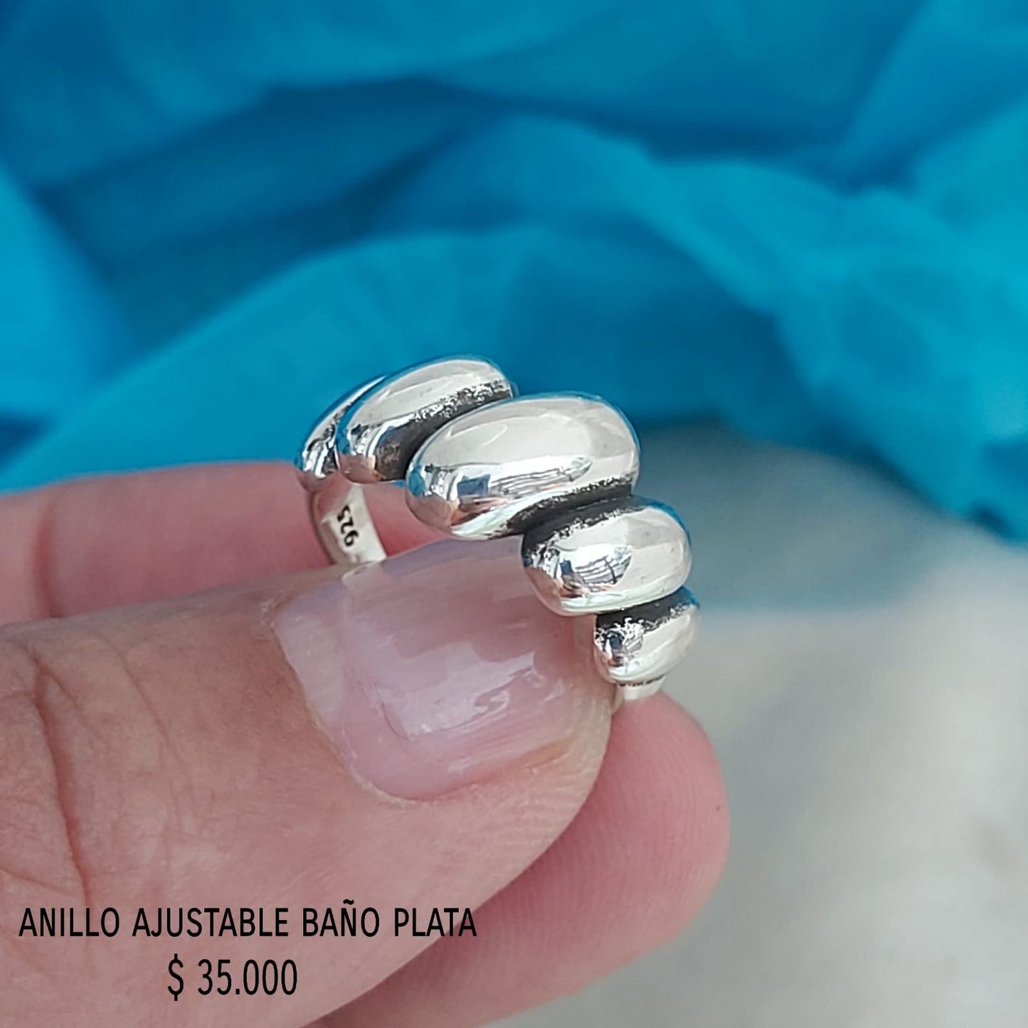Anillo ajustable con baño de plata925