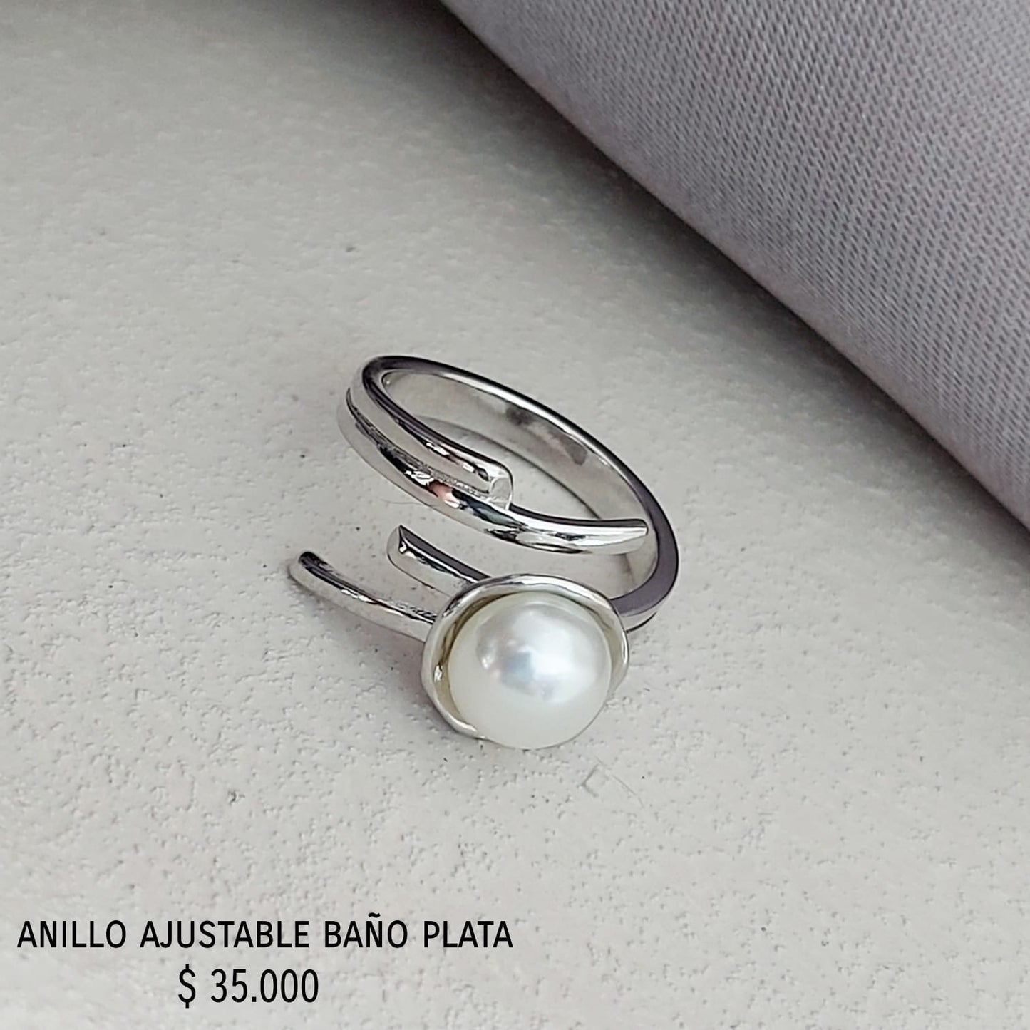Anillo ajustable con baño plata925