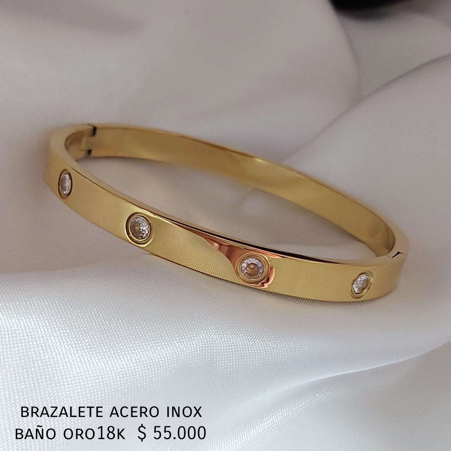 Brazalete acero inox baño oro18k