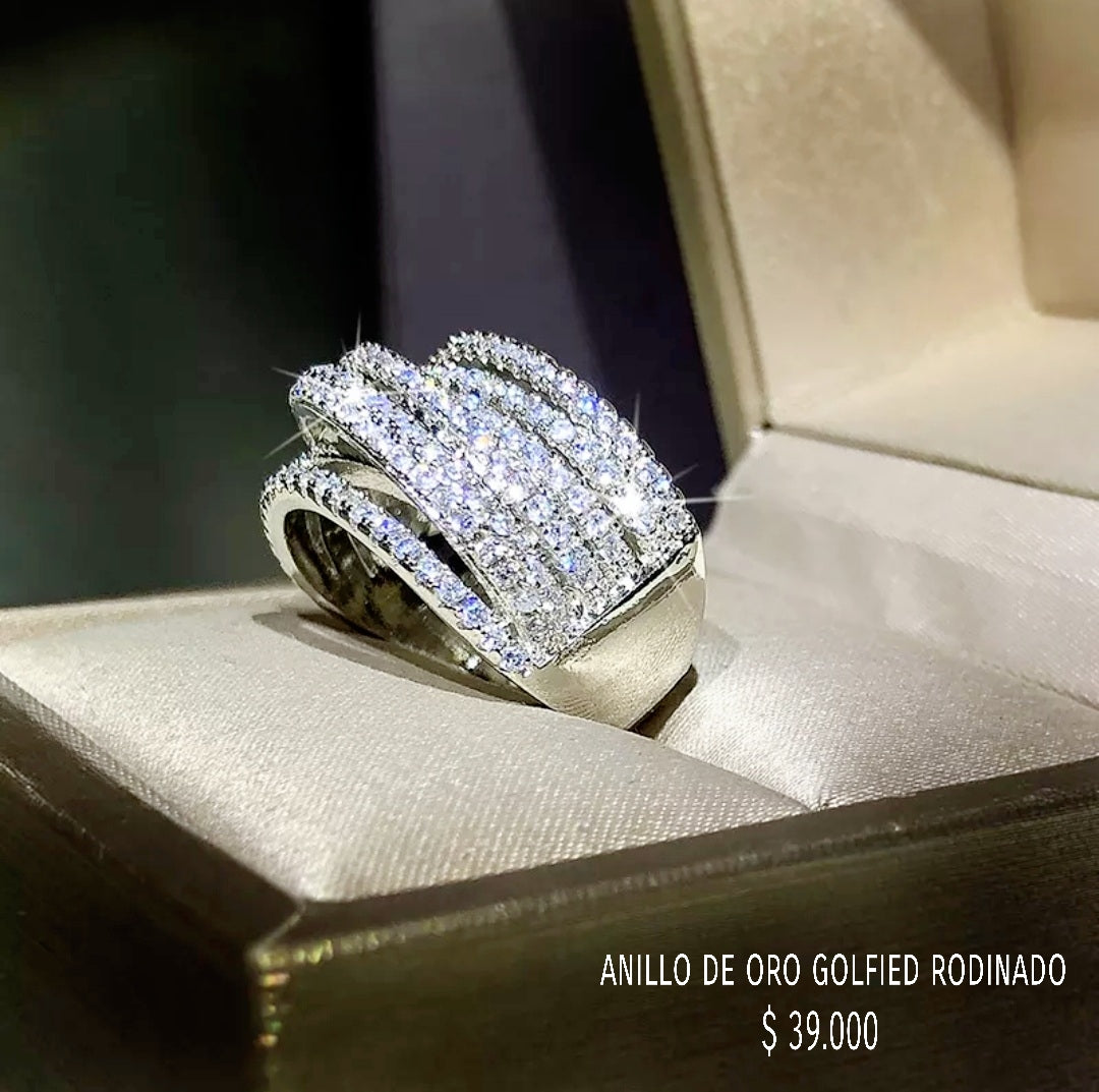 Anillo golfield rodinado con circónes
