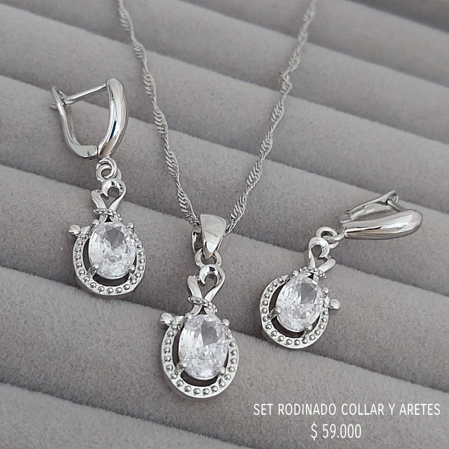 Set collar y aretes rodinados