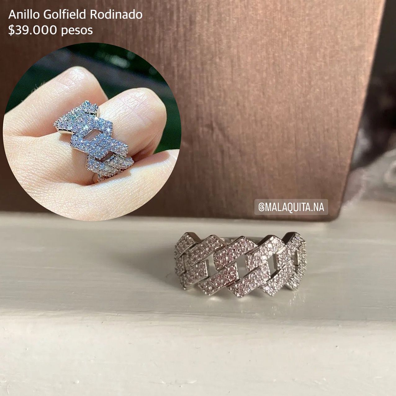 Anillo de oro golfield rodinado