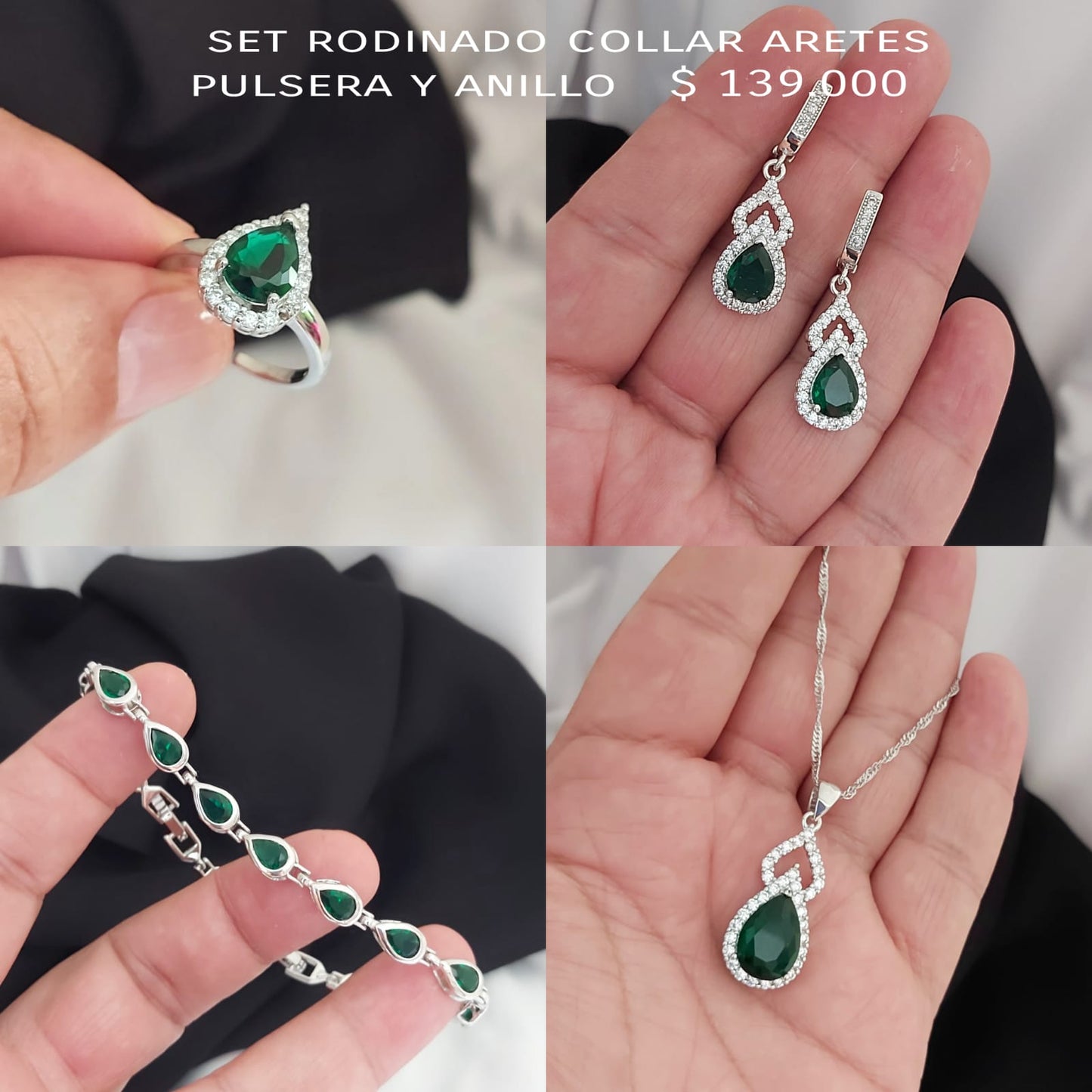 Set rodinado collar aretes pulsera y anillo