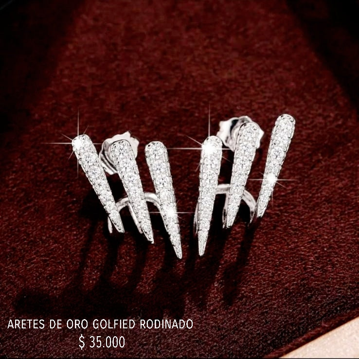 Aretes de oro golfield rodinado