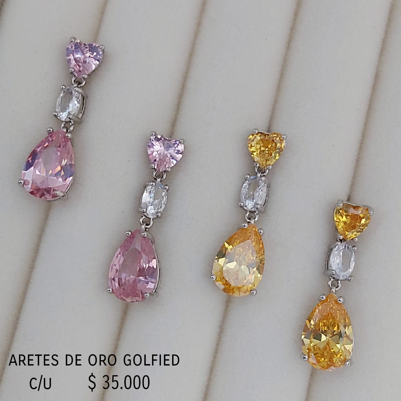 Aretes de oro golfield rodinado