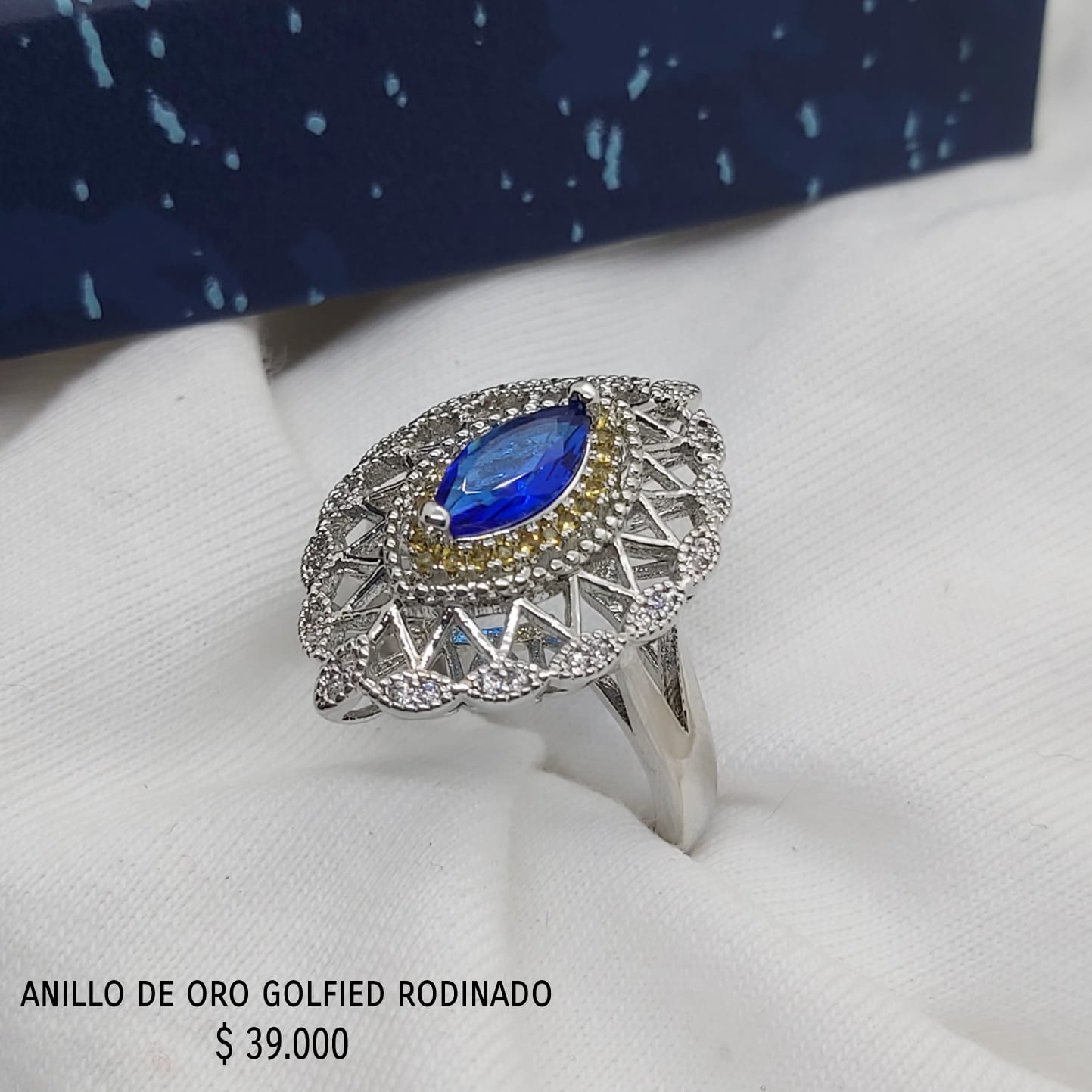 Anillo de oro golfield rodinado