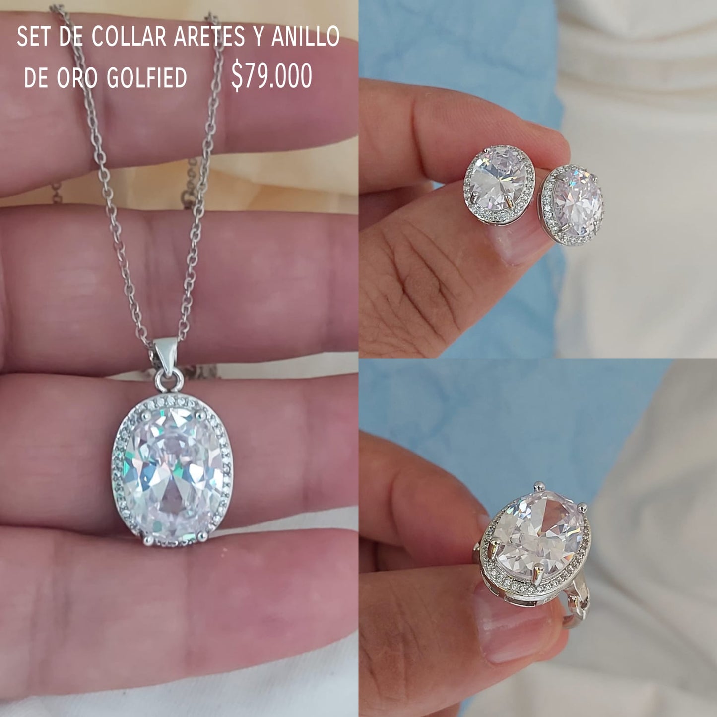 Set de collar aretes y anillo de oro golfield