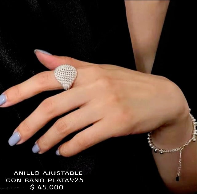 Anillo ajustable con baño plata925