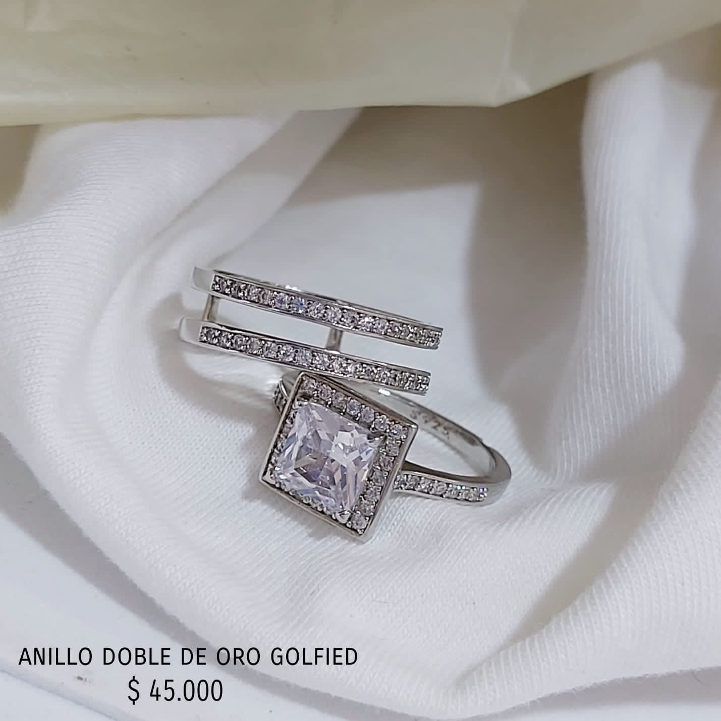 Anillo de oro golfield rodinado