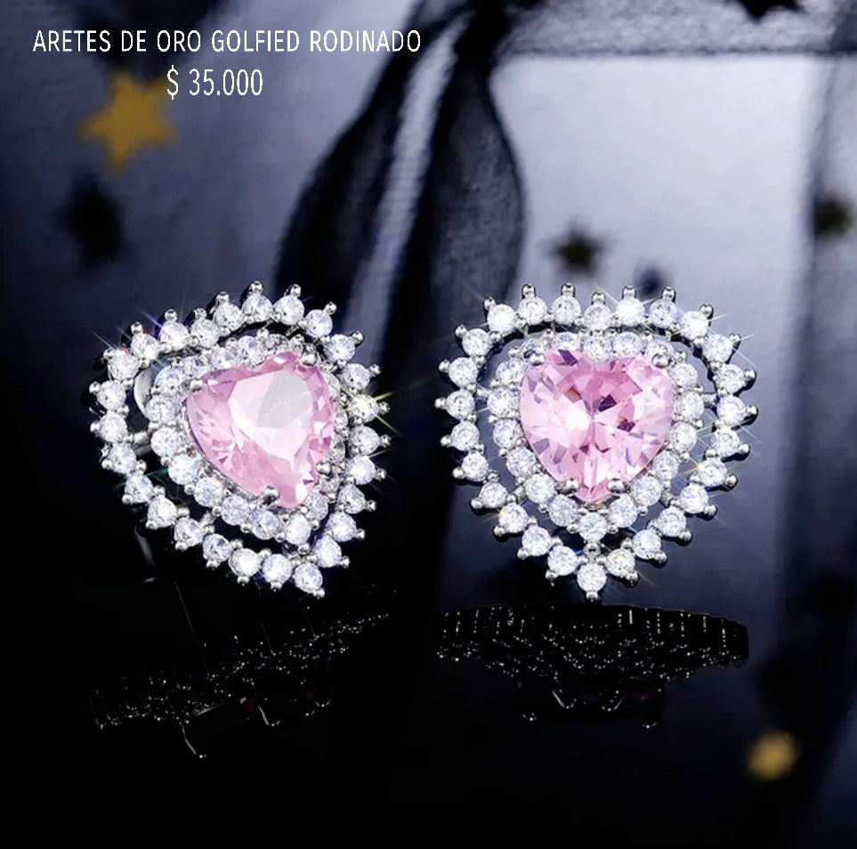 Aretes de oro golfield rodinado