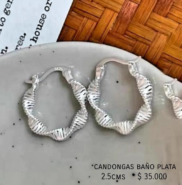 Aretes baño plata