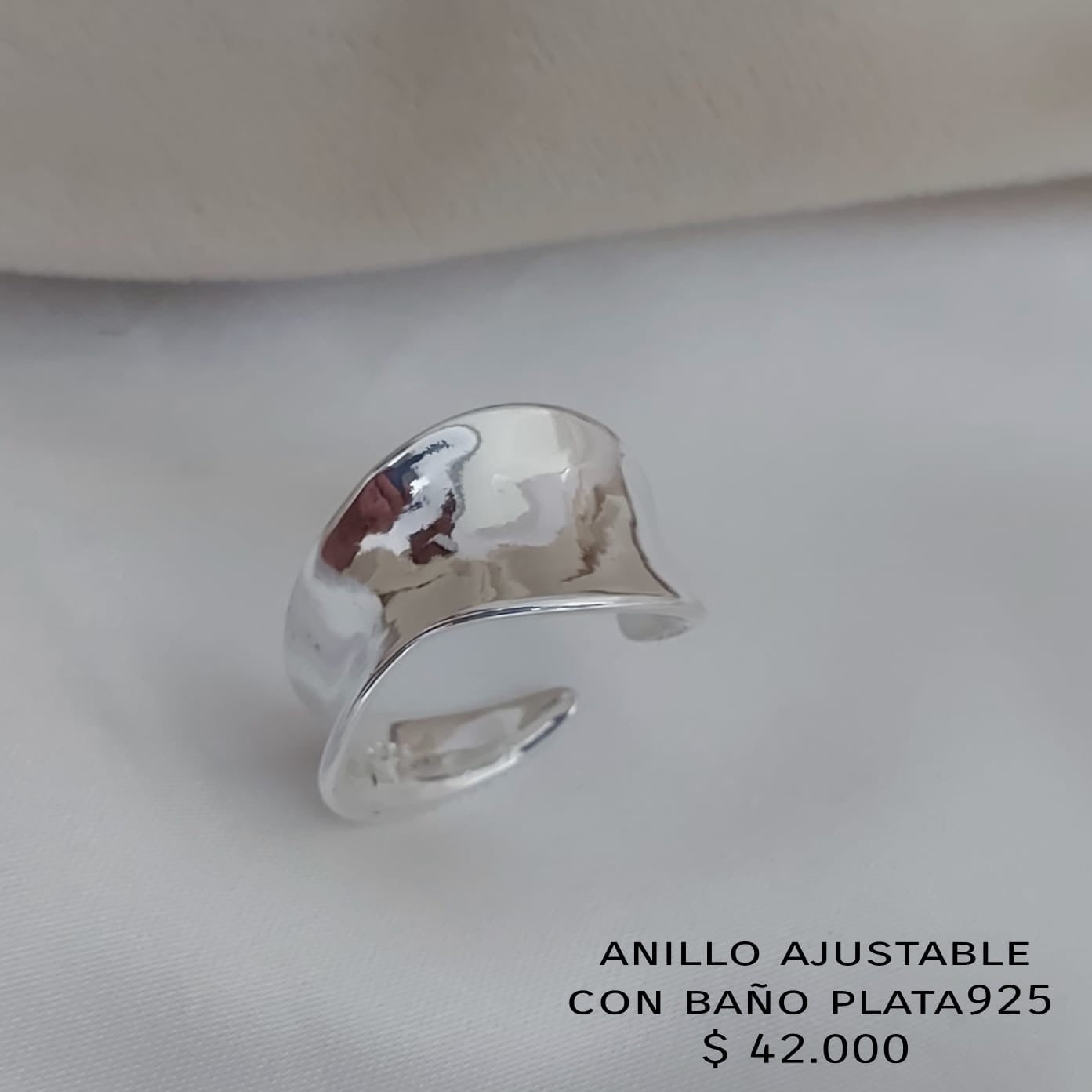Anillo ajustable con baño plata925