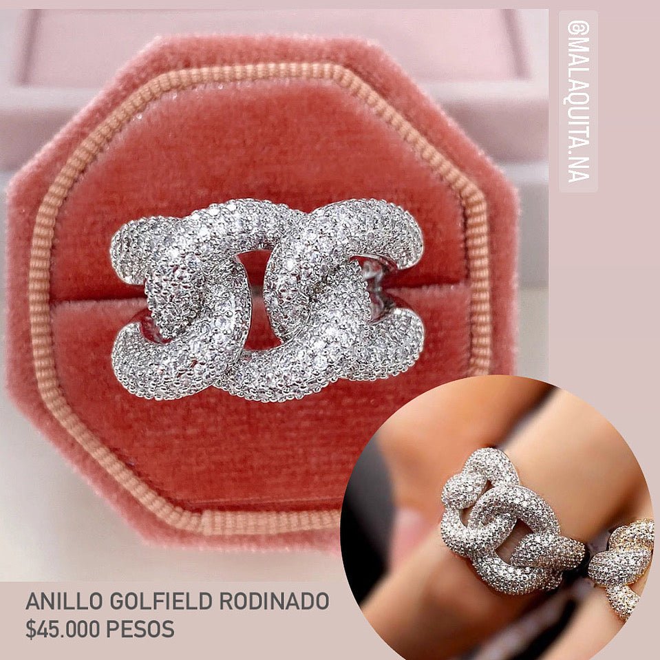 Anillo de oro golfield rodinado