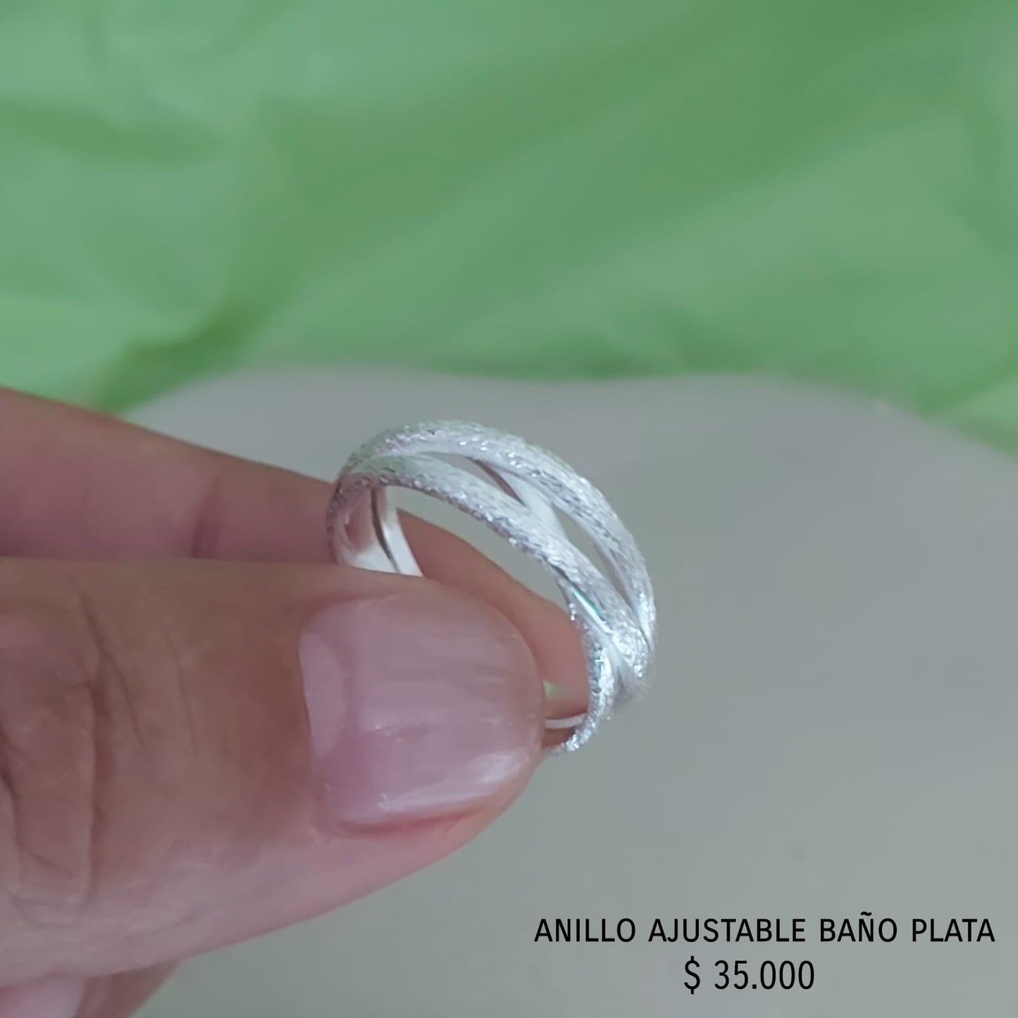Anillo ajustable con baño plata925