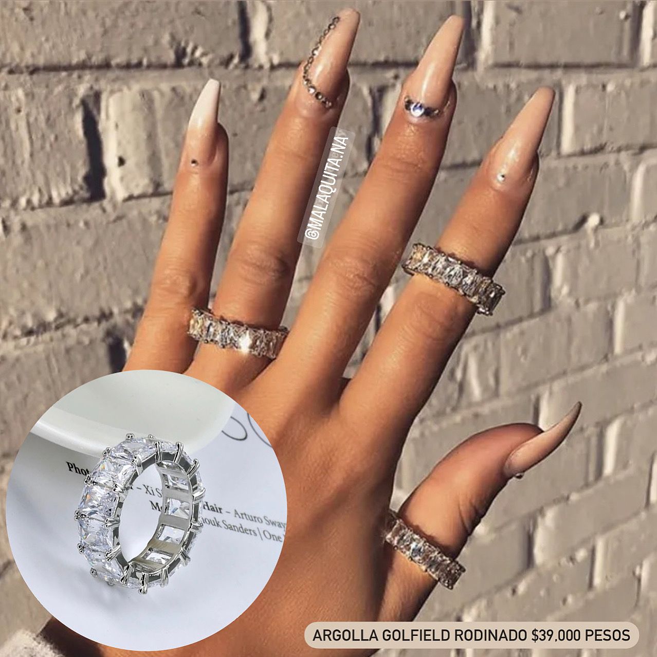 Anillo de oro golfield rodinado