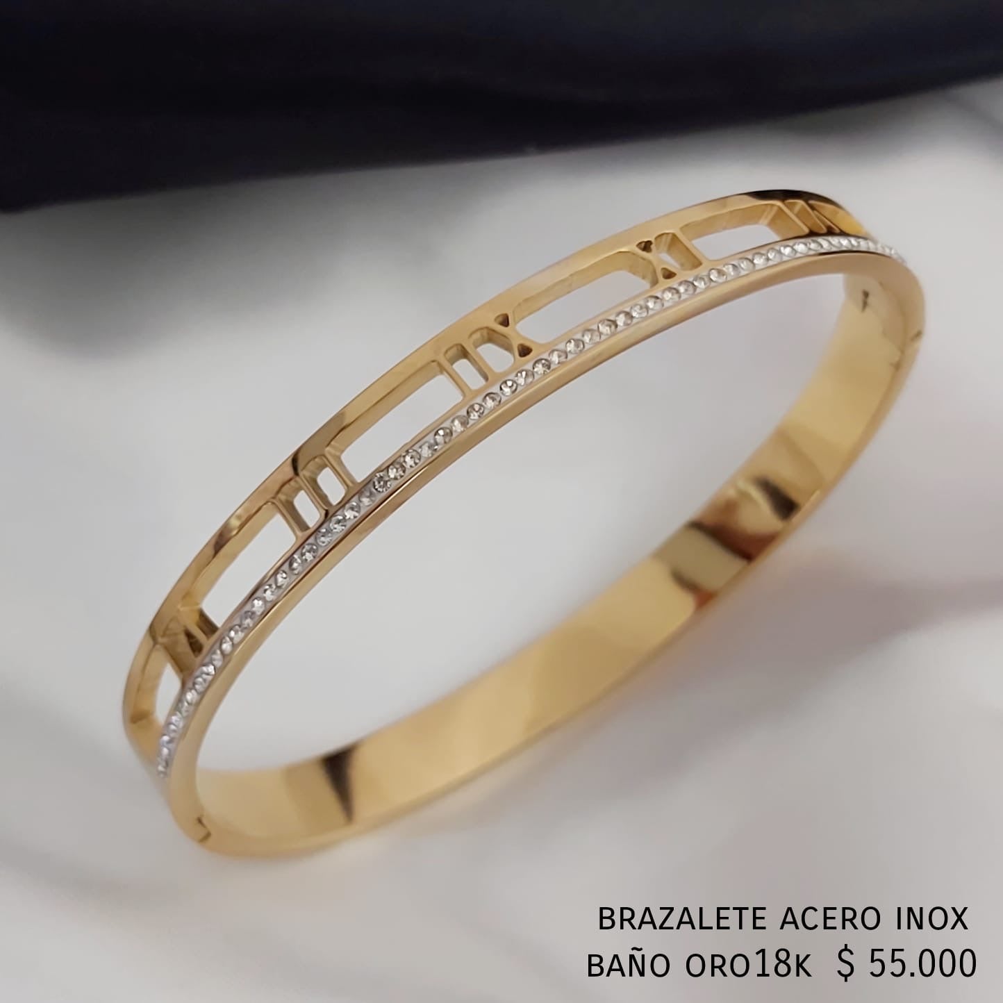Brazalete acero inox baño oro18k