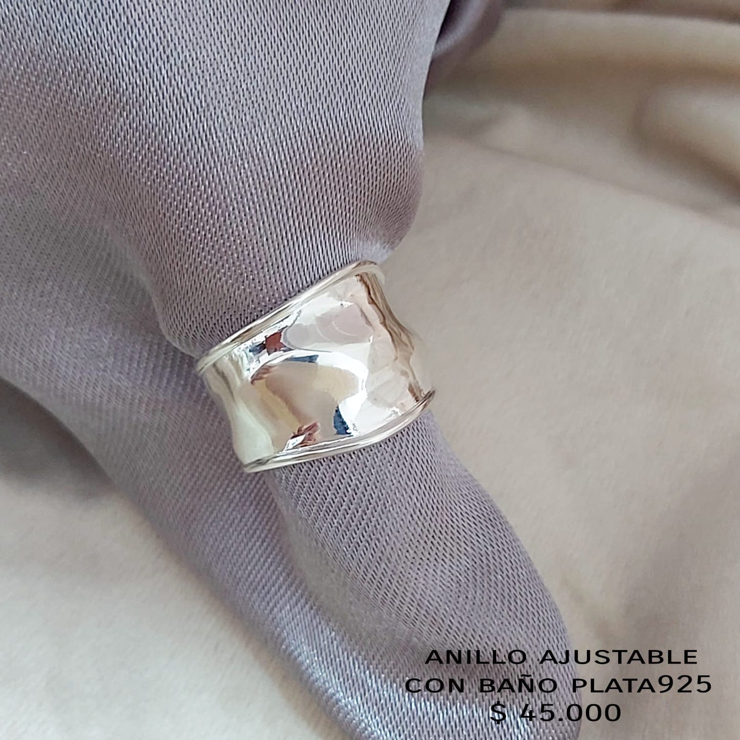 Anillo ajustable con baño plata925