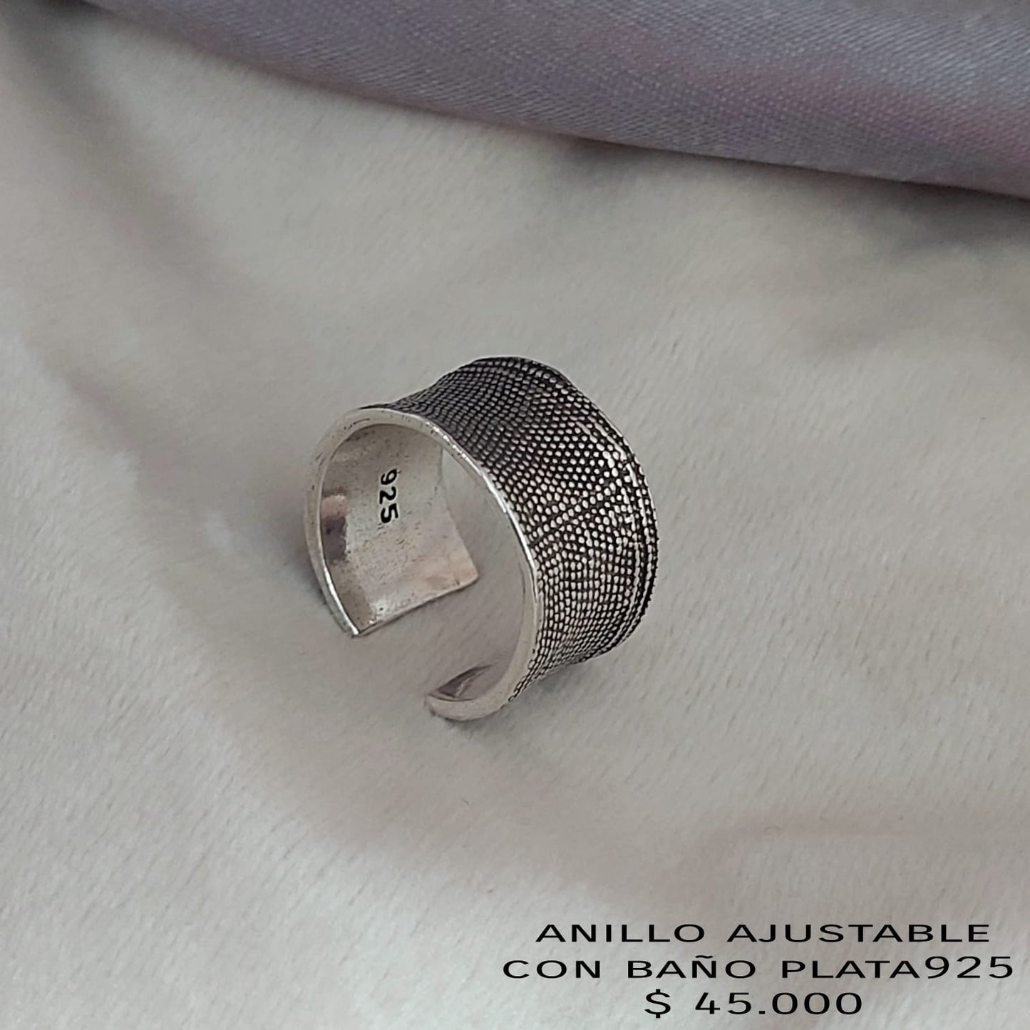 Anillo ajustable con baño plata925
