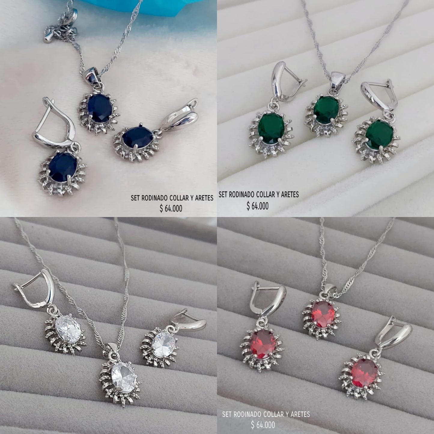Set collar y aretes rodinados