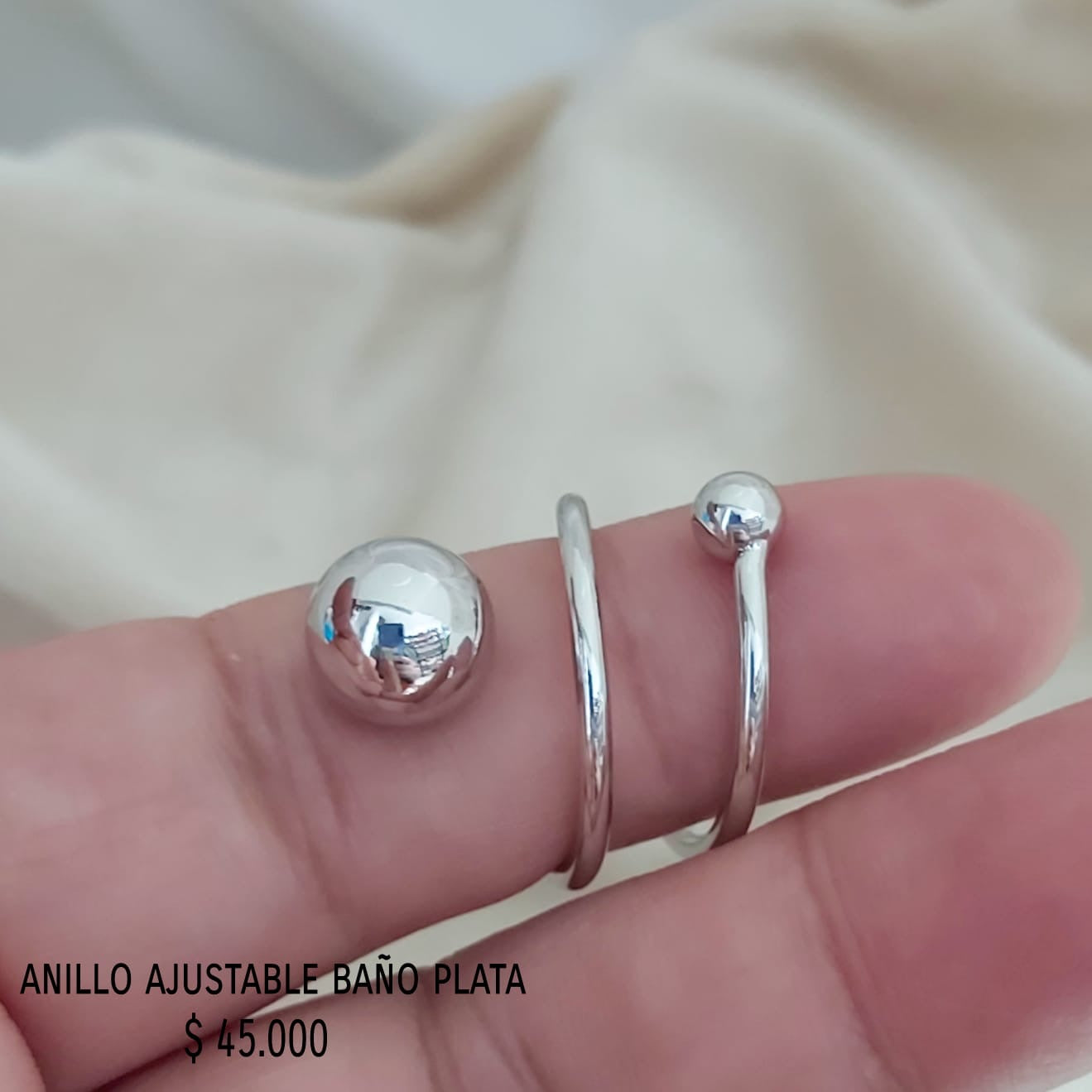 Anillo ajustable baño plata