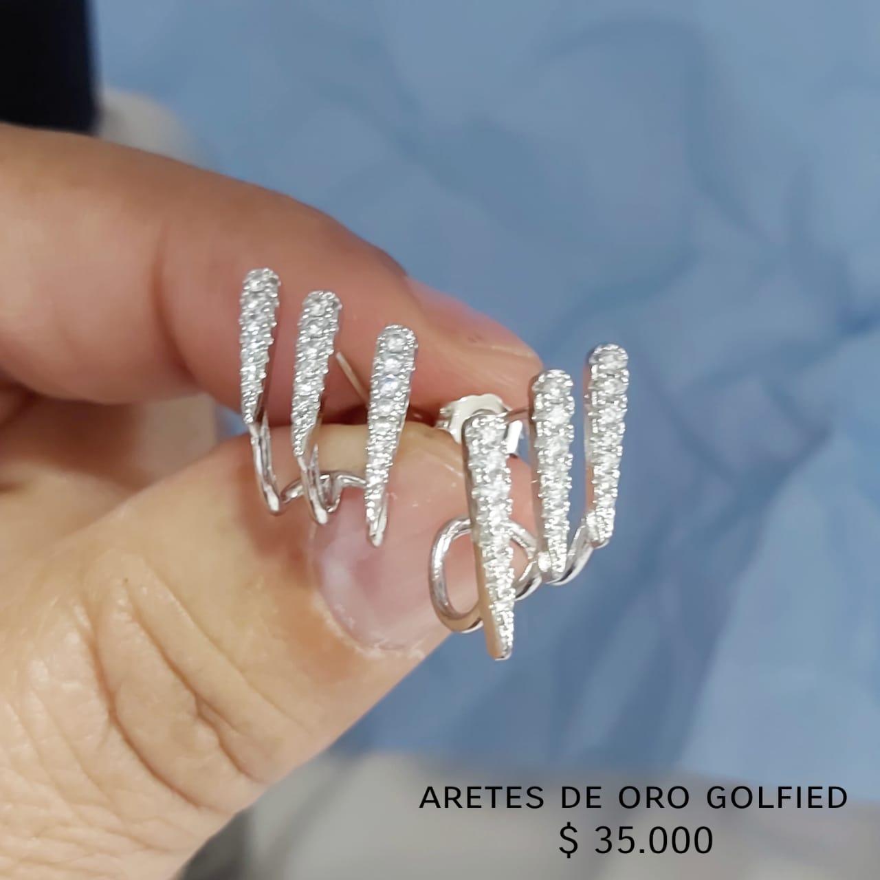 Aretes de oro golfield rodinado