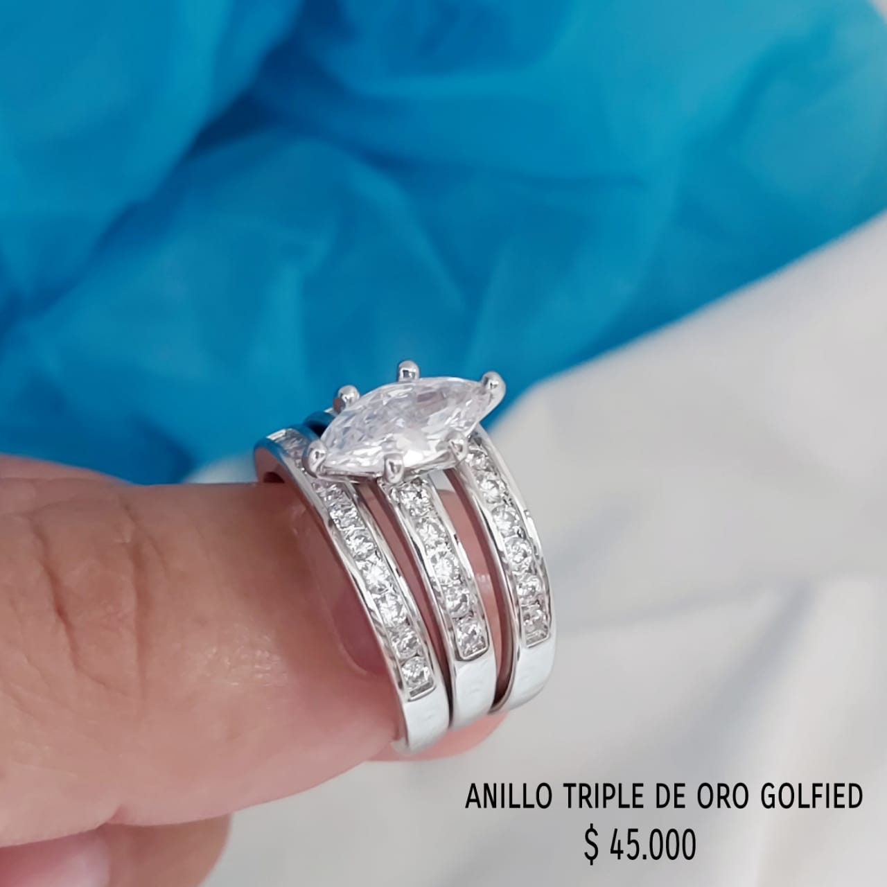 Anillo golfield rodinado con circónes