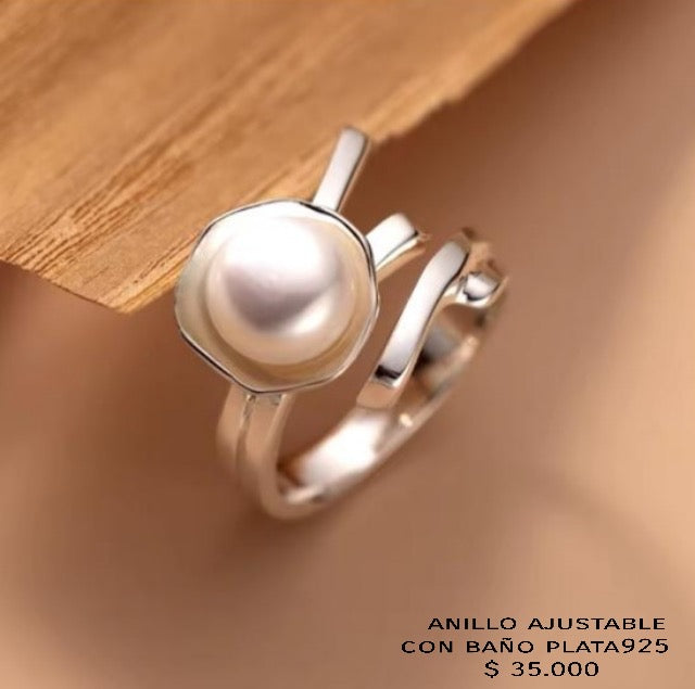 Anillo ajustable con baño plata925