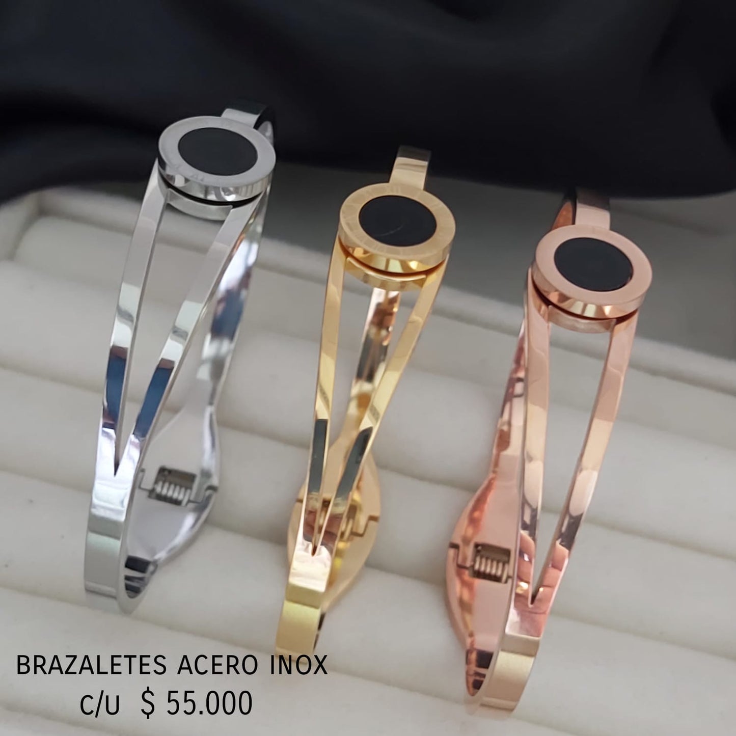 Brazalete acero inox plateado