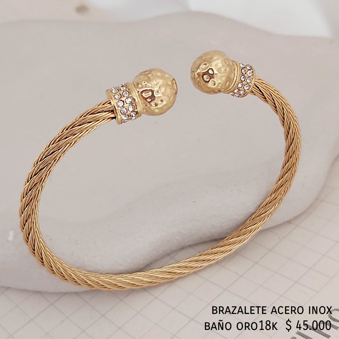 Brazalete acero inox baño oro18k