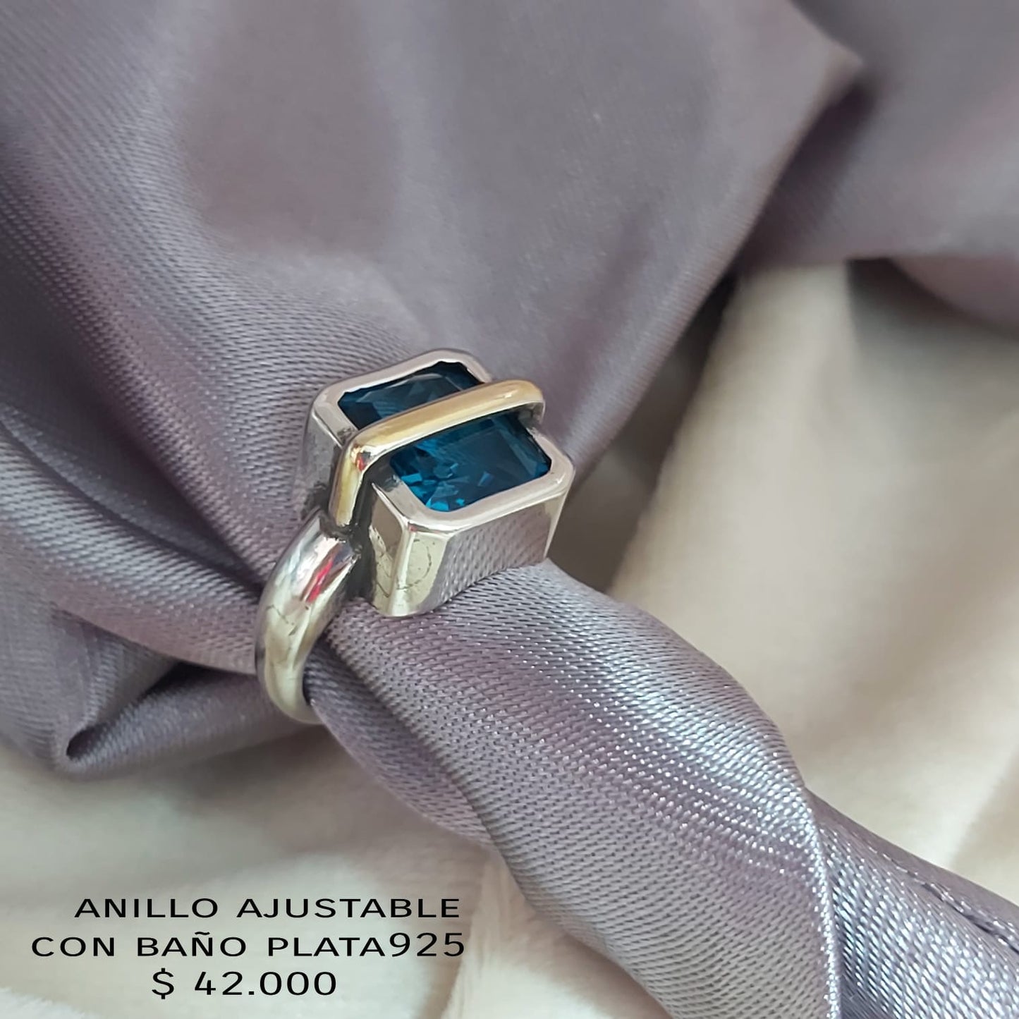 Anillo ajustable con baño de plata925
