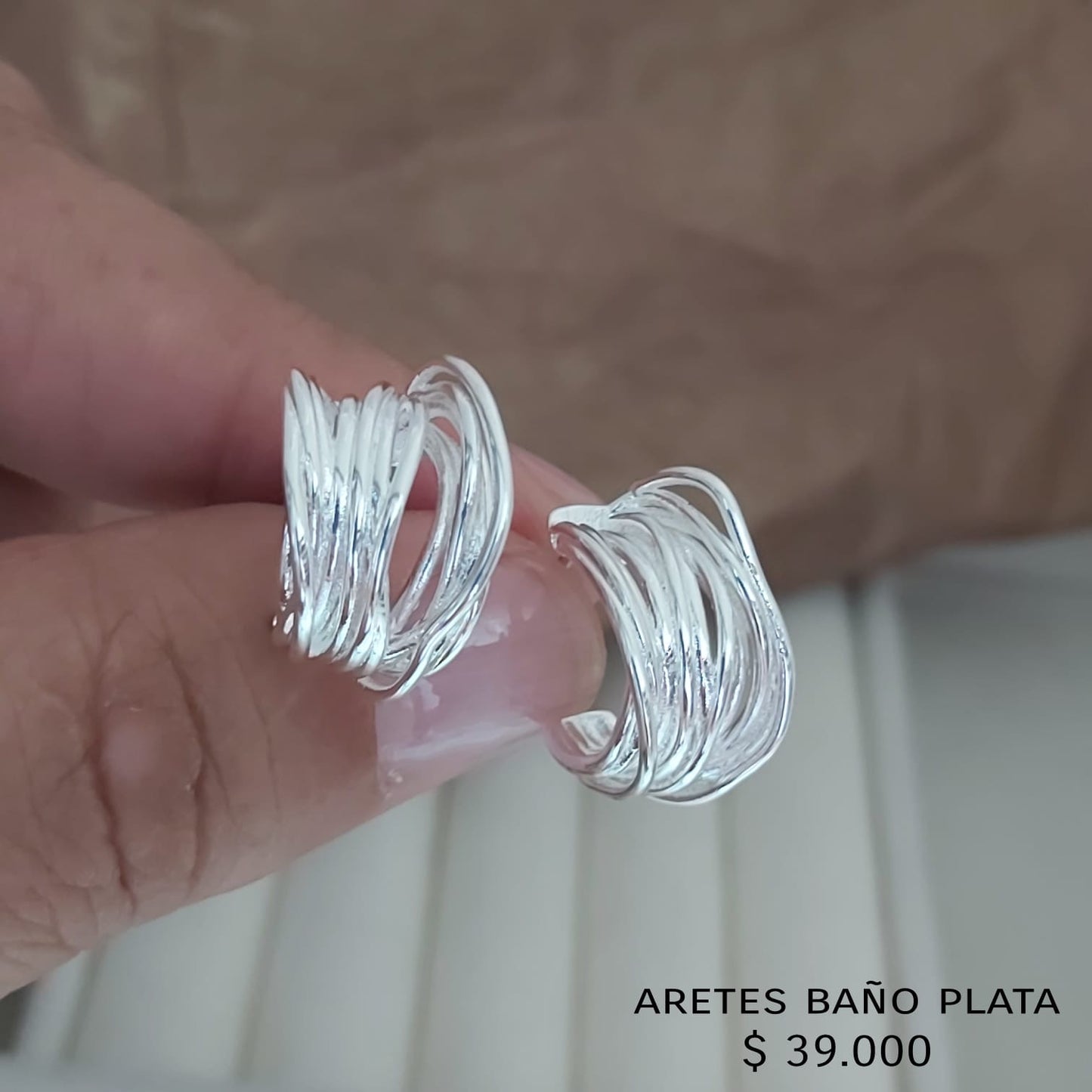 Aretes baño plata