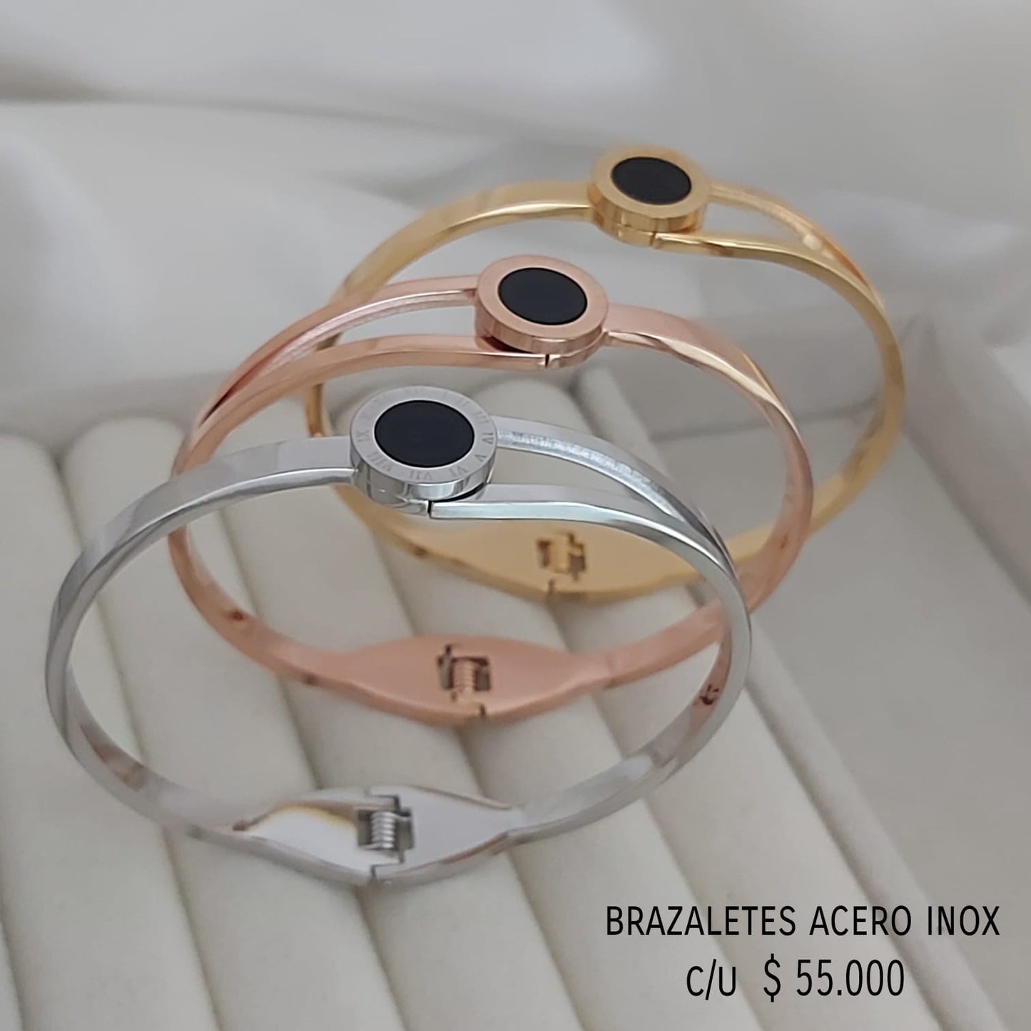 Brazalete acero inox plateado