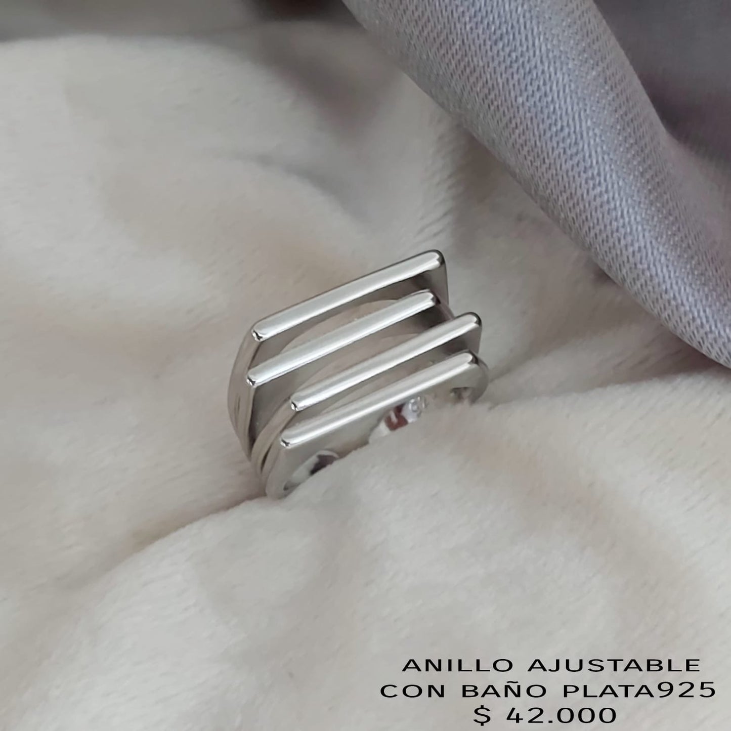 Anillo ajustable con baño plata925