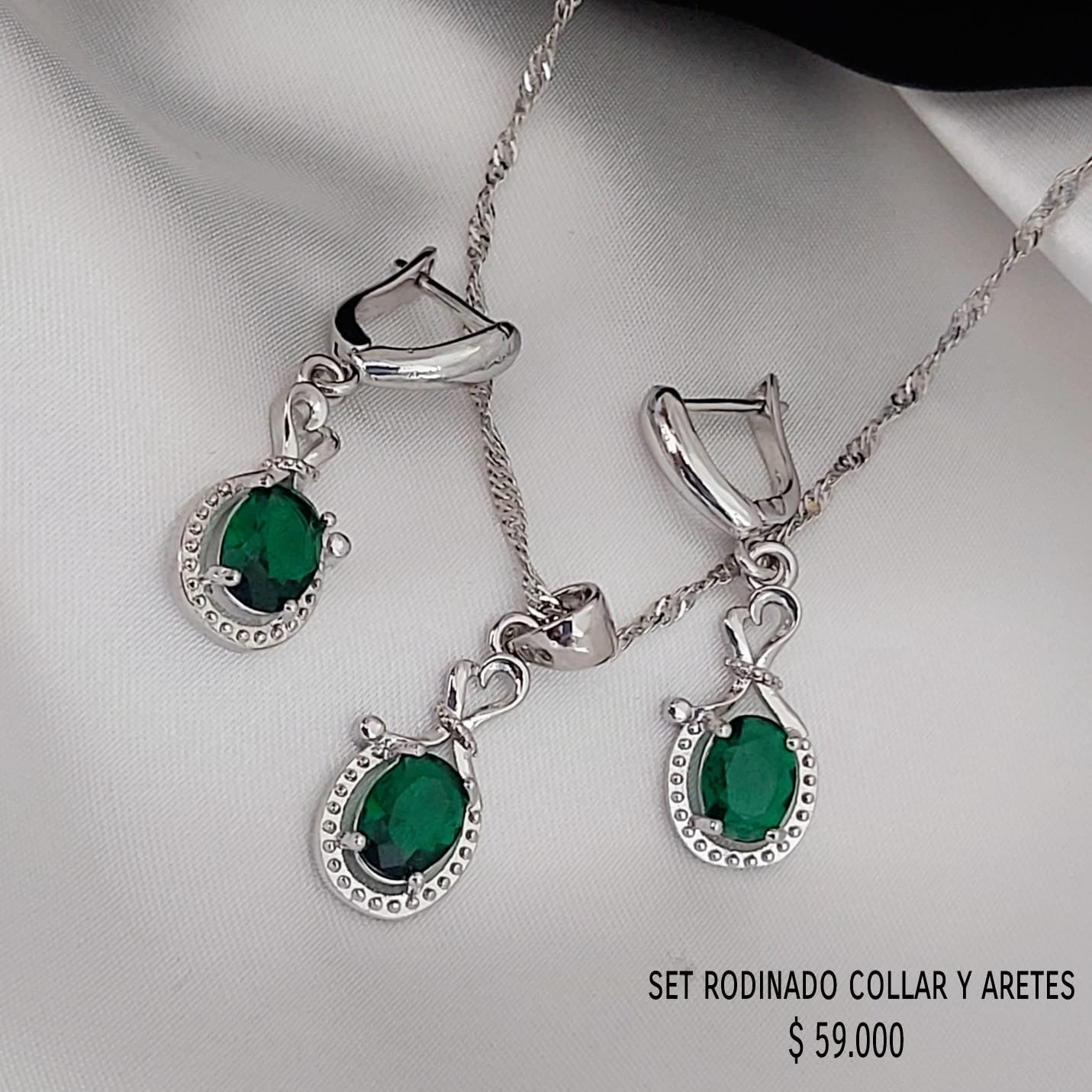 Set collar y aretes rodinados