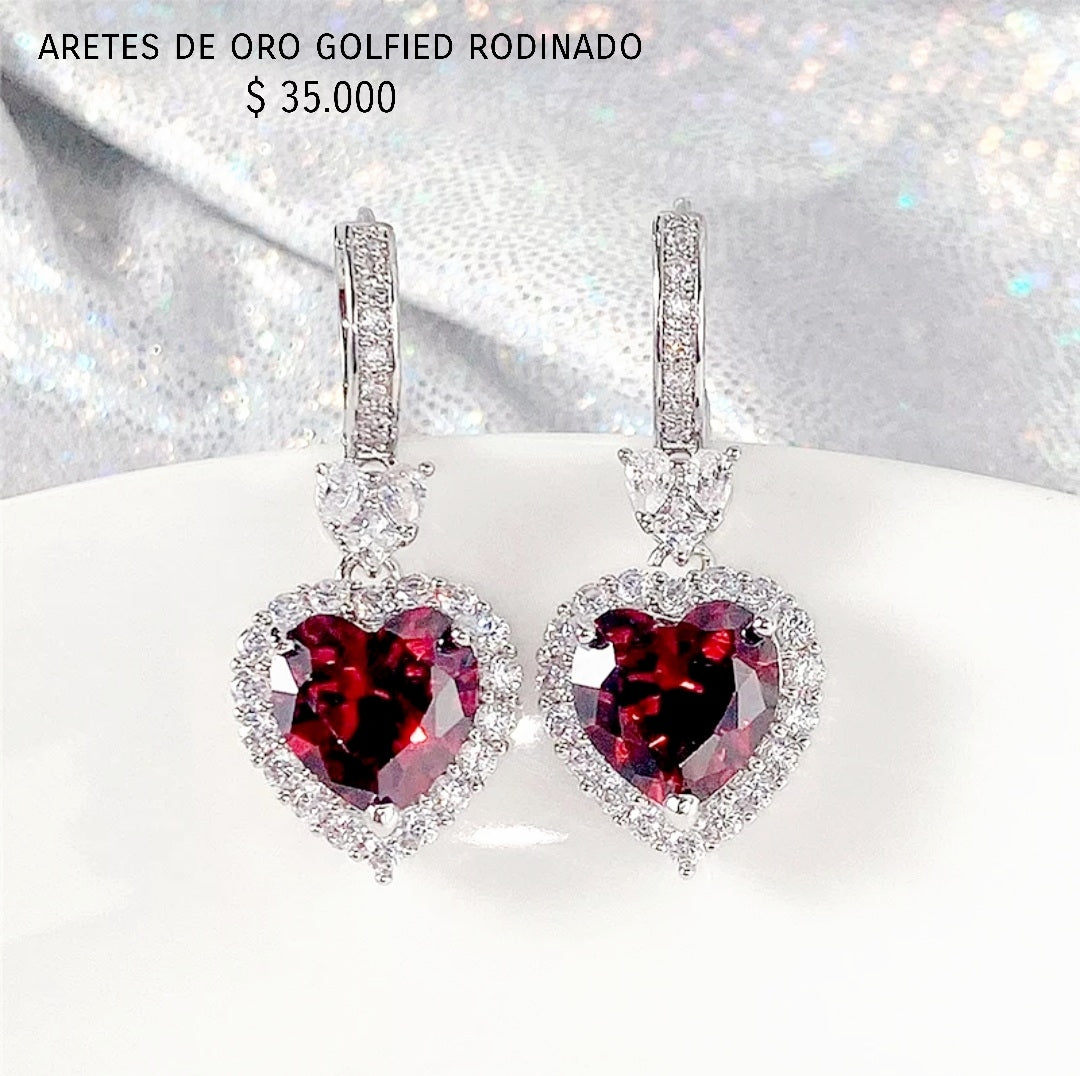 Aretes de oro golfield rodinado