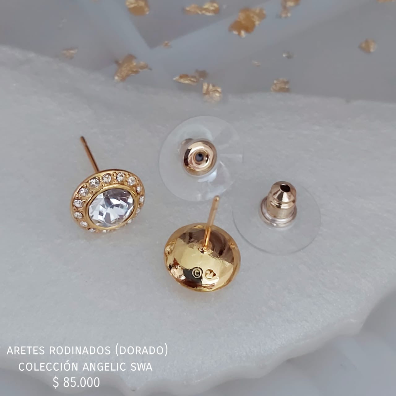 Aretes rodinados y cristales Swa (dorados)