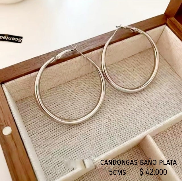 Candongas baño plata
