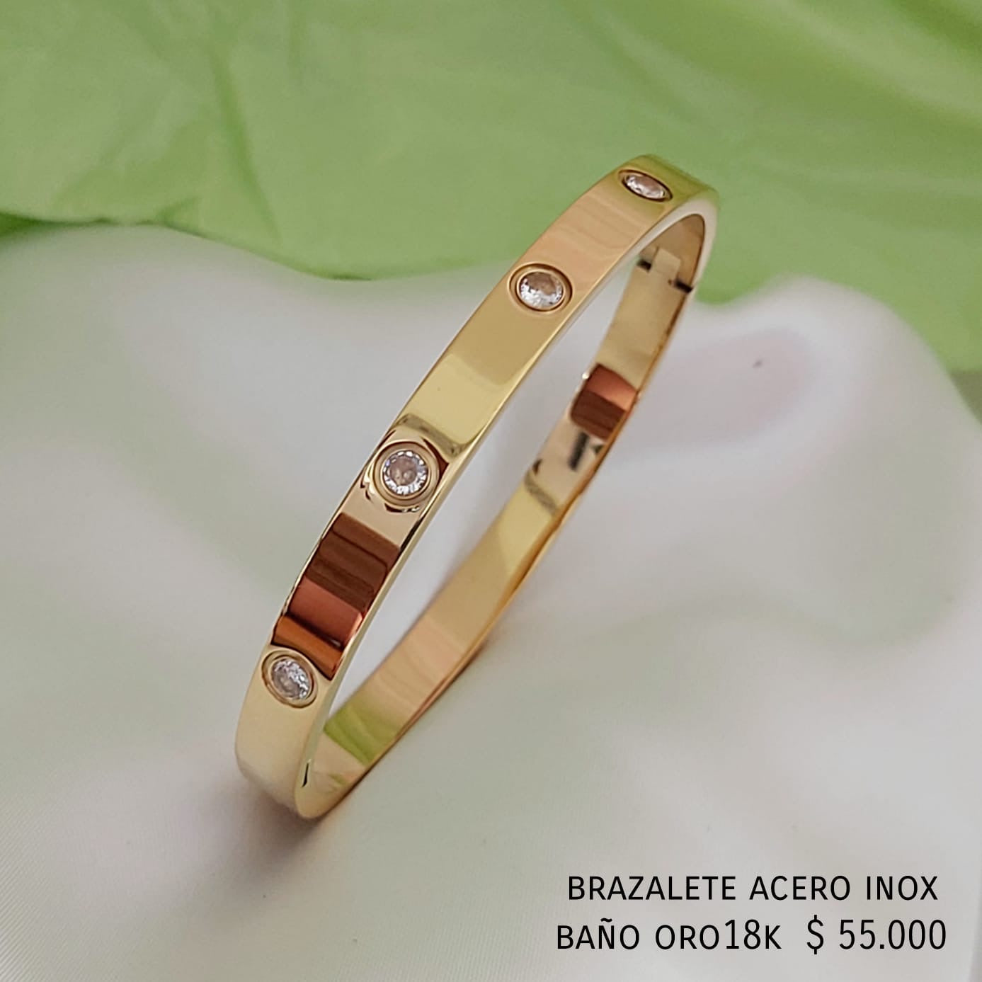 Brazalete acero inox baño oro18k